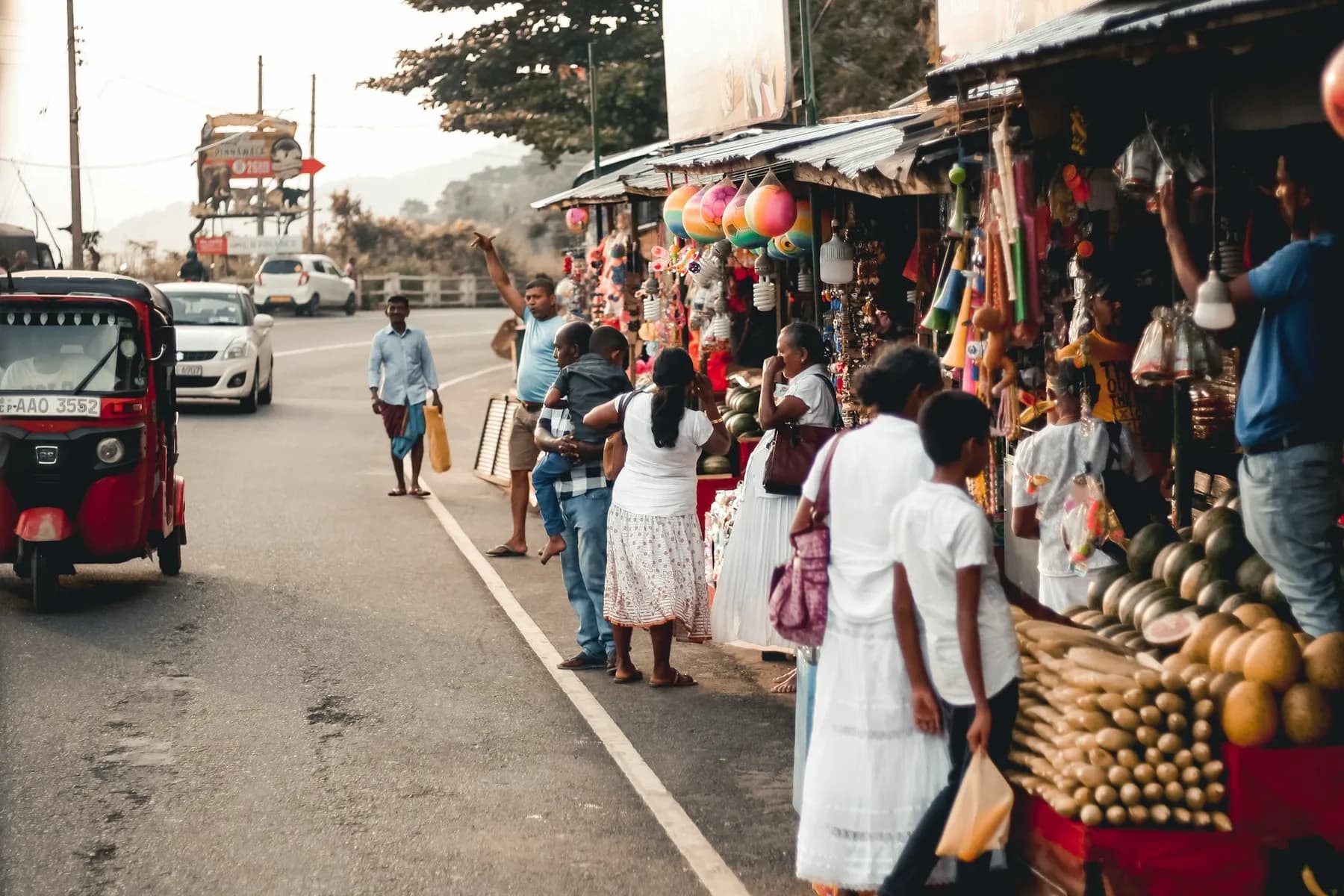 A lively roadside market in Sri Lanka