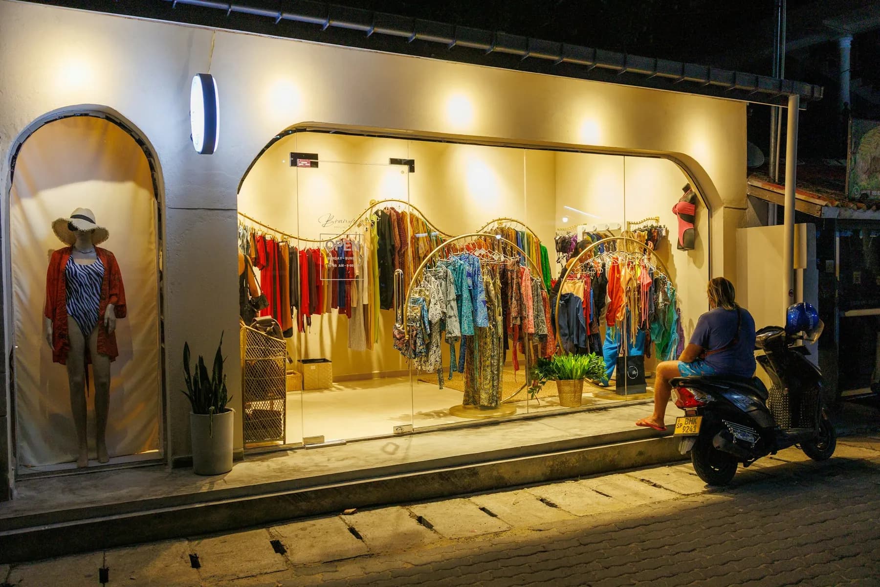 A warmly lit fashion boutique in Sri Lanka